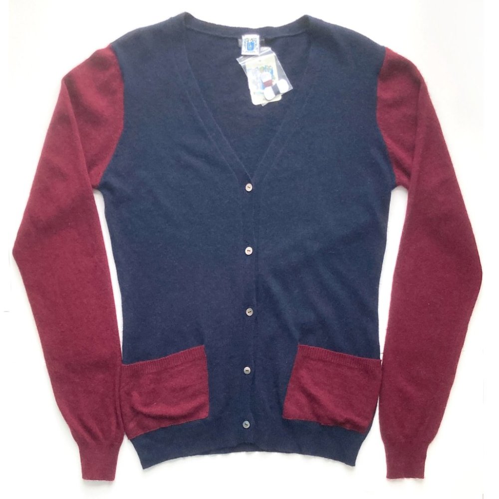 Portolano Colorblock V-Neck Cardigan with Cashmere - Picture 3 of 9